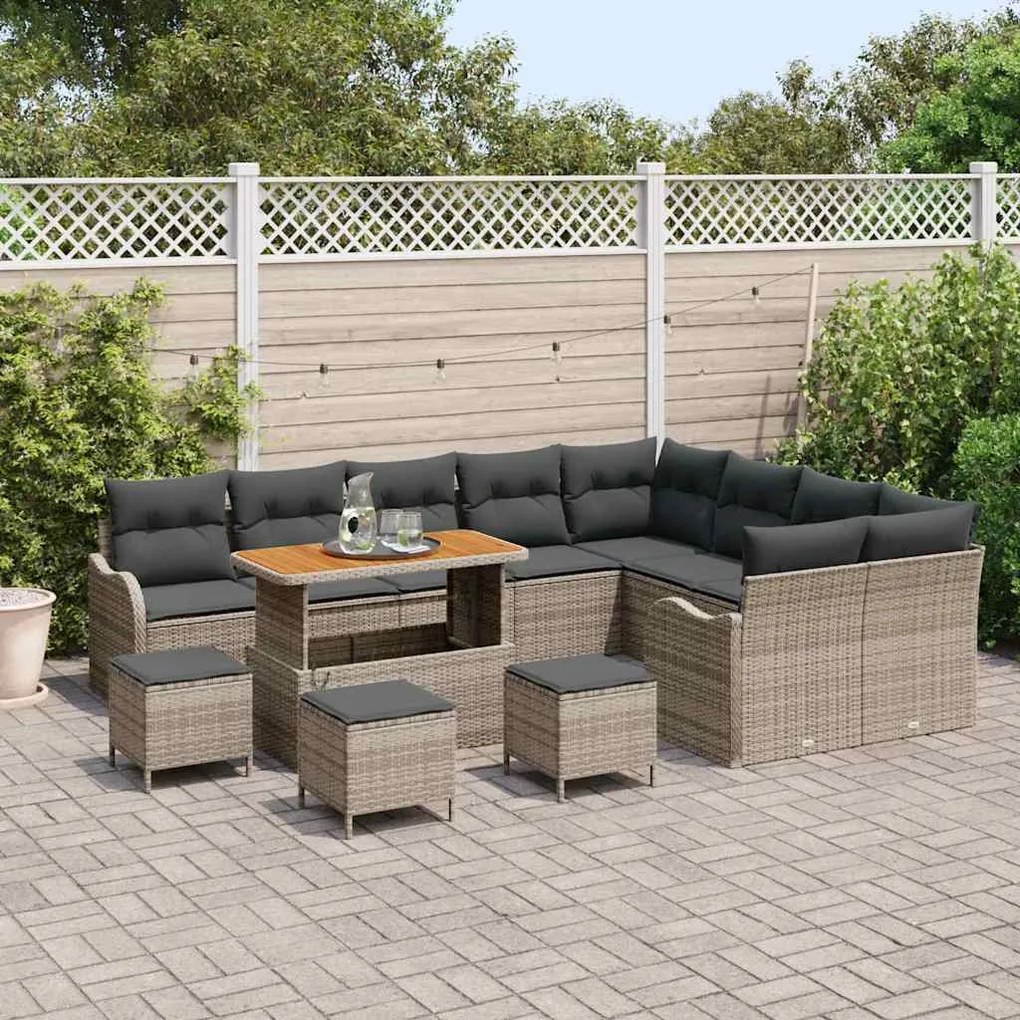 vidaXL Σετ Καναπέ Κήπου 13 pcs Γκρι συνθετικό ρατάν
