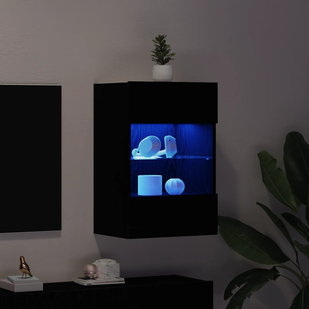 vidaXL LED TV Cabinet Μαύρη Δρυς 40x30x60,5cm Επεξεργασμένου Ξύλου