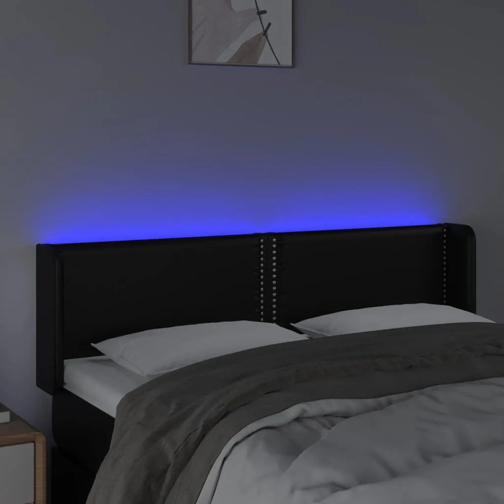 Κεφαλάρι Κρεβατιού LED Μαύρο 147x16x78/88 εκ. Συνθετ. Δέρμα 3123186