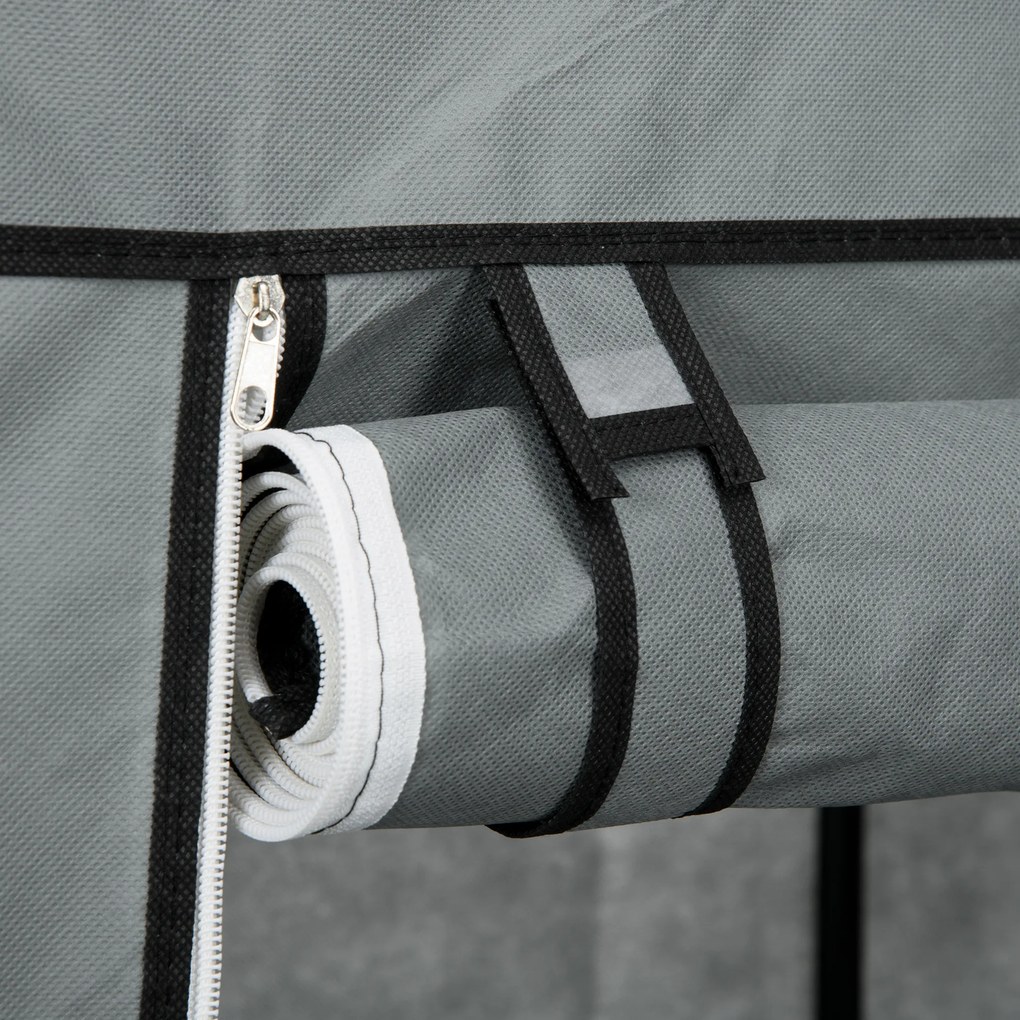 HOMCOM Υφασμάτινη ντουλάπα πτυσσόμενη ντουλάπα, 1 ράβδος ρούχων, 6 ράφια, 102 x 42,5 x 162,5 cm, Γκρι