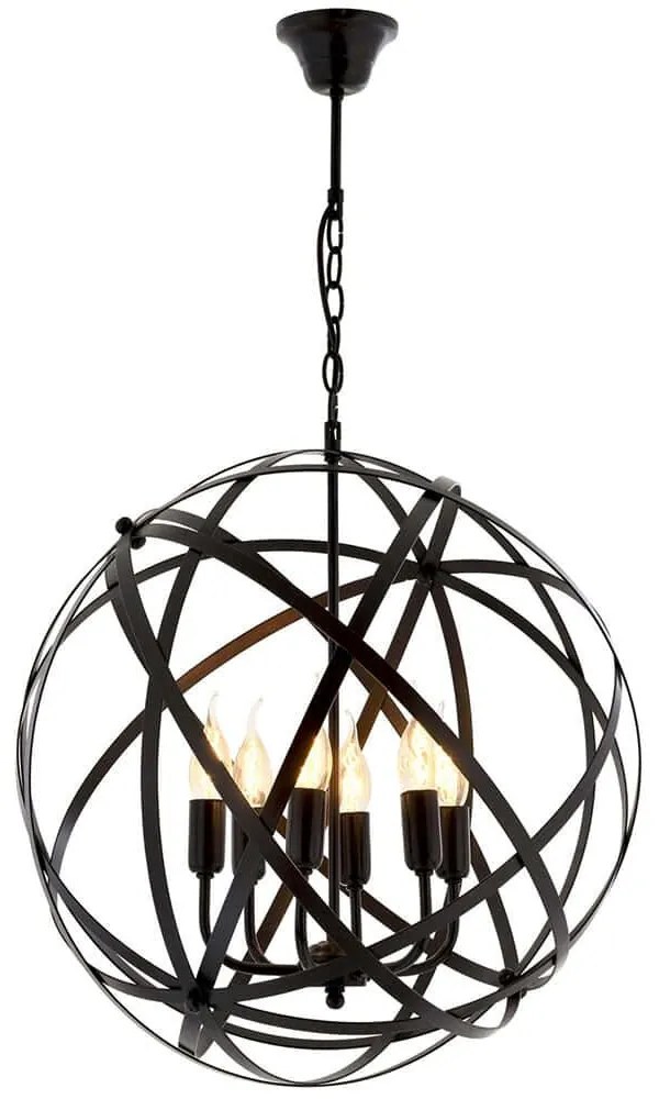Φωτιστικό Οροφής 683AVN1394 Φ50x90cm 6xE14 40W Black Opviq
