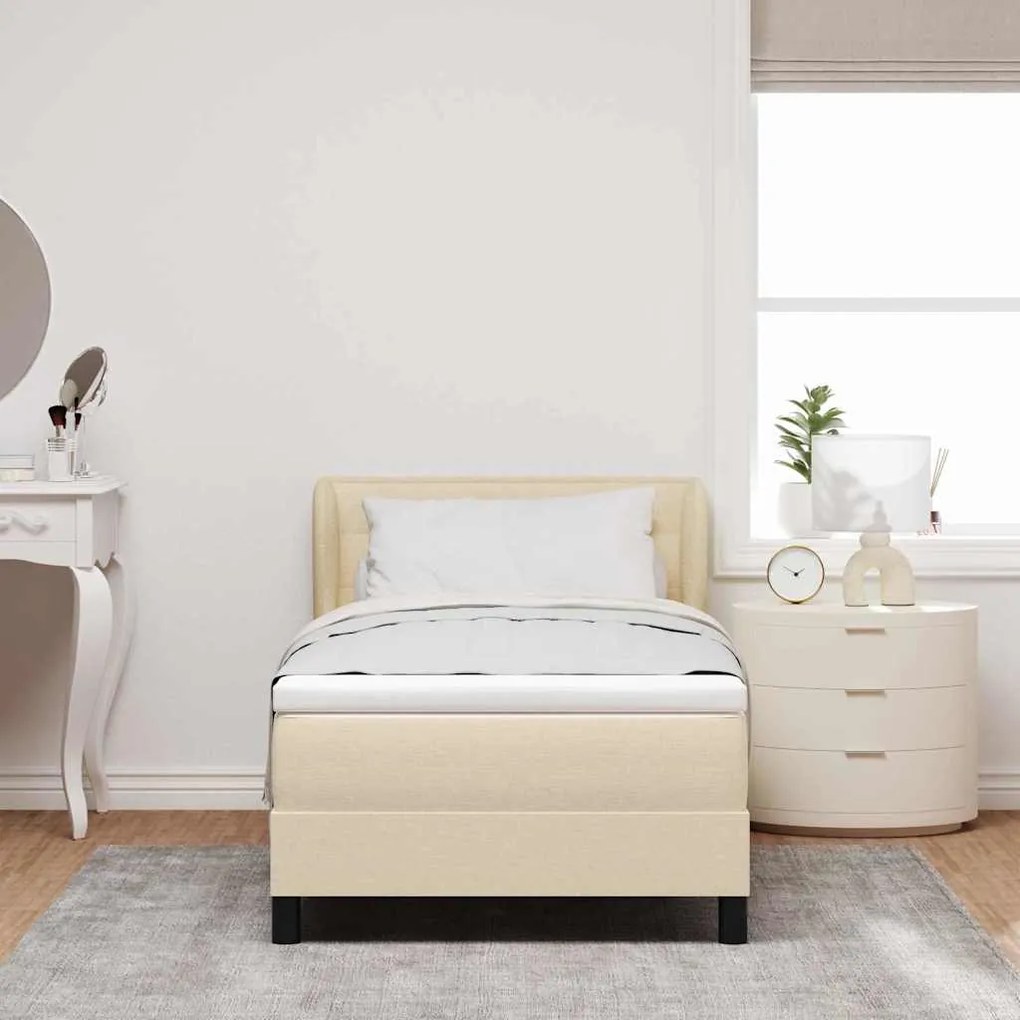 vidaXL Κρεβάτι box spring με στρώμα με στρώμα Κρεμ 100 x 200 cm ύφασμα
