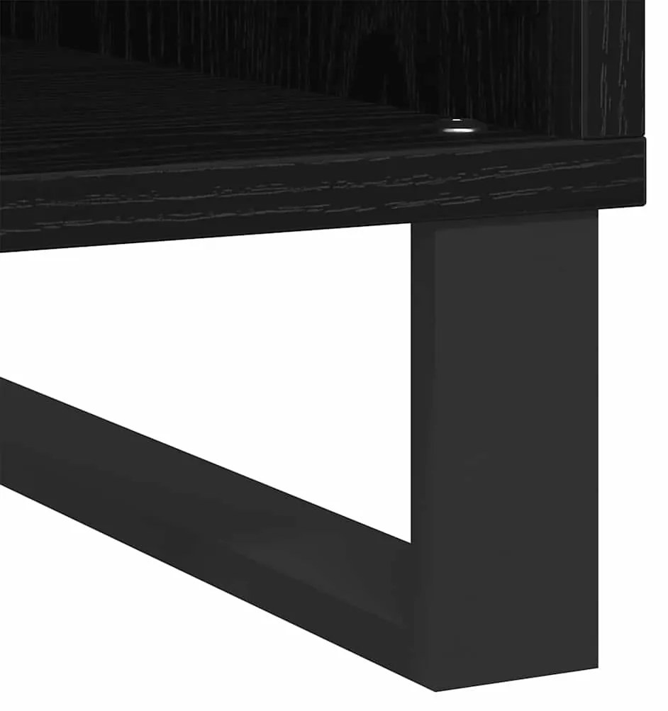 vidaXL Ντουλάπι δίσκων βινυλίου με ράφι Μαύρη Οξυά 85 x 38 x 89 εκ.