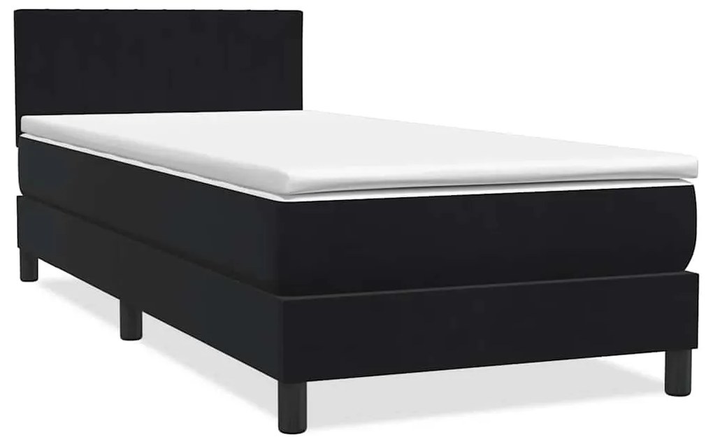 vidaXL Box Spring Κρεβάτι με στρώμα Μαύρο 100x220 εκ. Βελούδινο