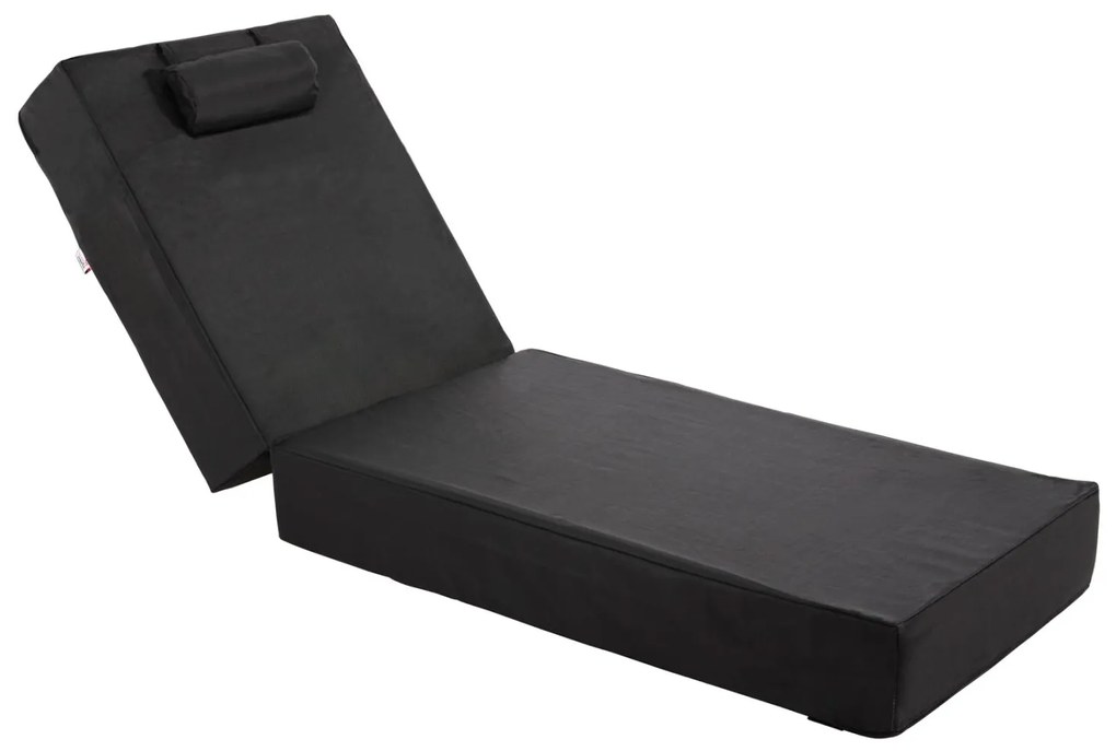 SUNBED CUSHION TEXTLINE SIFNOS BLACK  198(119+79)x70x20Hcm.