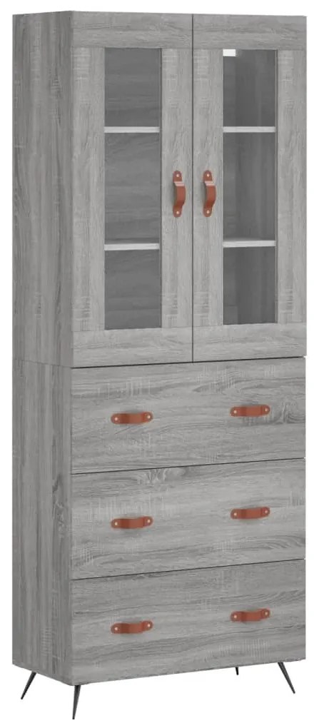 vidaXL Ντουλάπι Γκρι Sonoma 69,5 x 34 x 180 εκ. Επεξεργασμένο Ξύλο