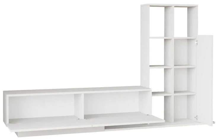 Σύνθετο σαλονιού Damon pakoworld σε λευκή απόχρωση 211.2x29.5x123.6εκ