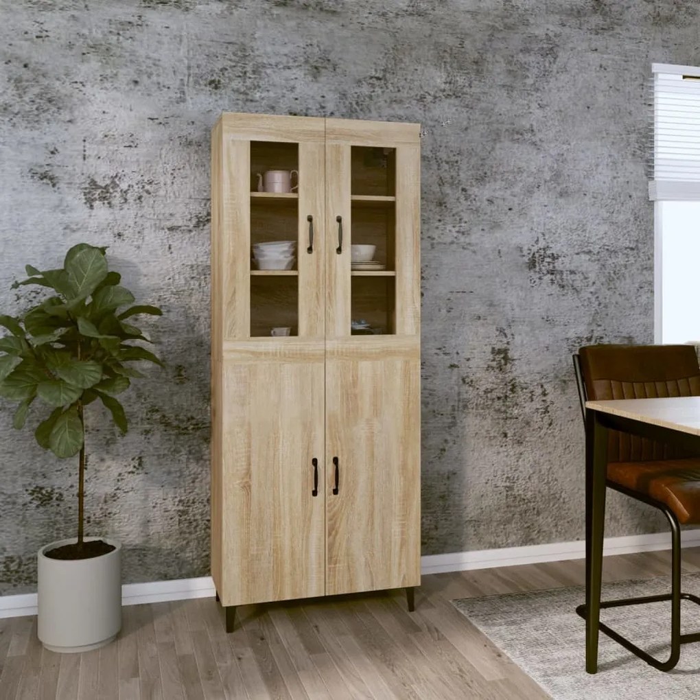 vidaXL Ντουλάπι Sonoma δρυς 69,5 x 34 x 180 εκ. από Επεξεργασμένο Ξύλο