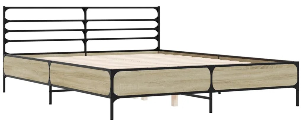 vidaXL Πλαίσιο Κρεβατιού Sonoma Δρυς 150x200 εκ. Επεξ. Ξύλο &amp; Μέταλλο