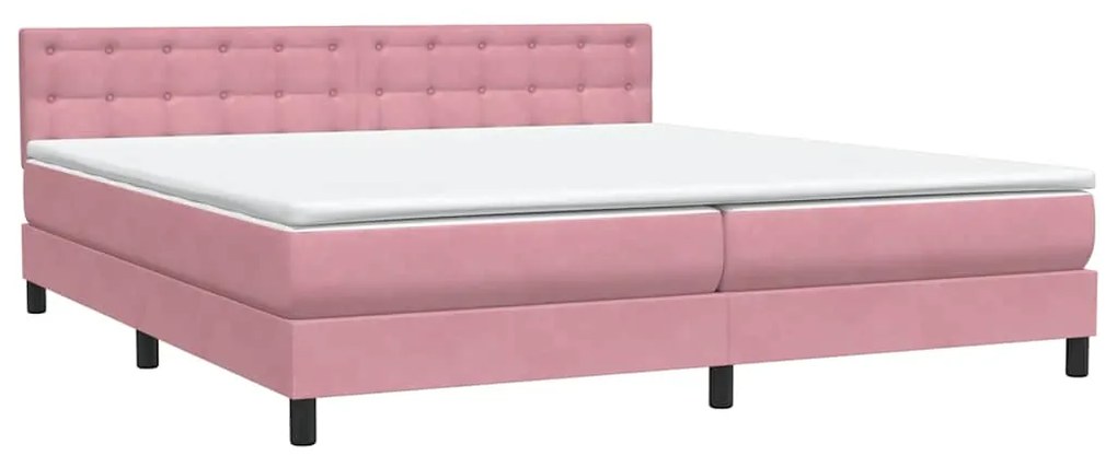 vidaXL Κρεβάτι Boxspring με Στρώμα Ροζ 200x210 εκ. Βελούδινο