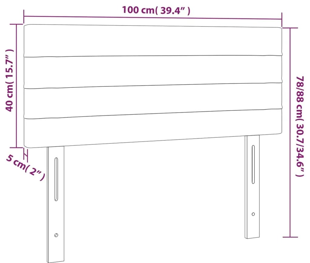 vidaXL Κεφαλάρι Κρεβατιού LED Μαύρο 100x5x78/88 εκ. Βελούδινο