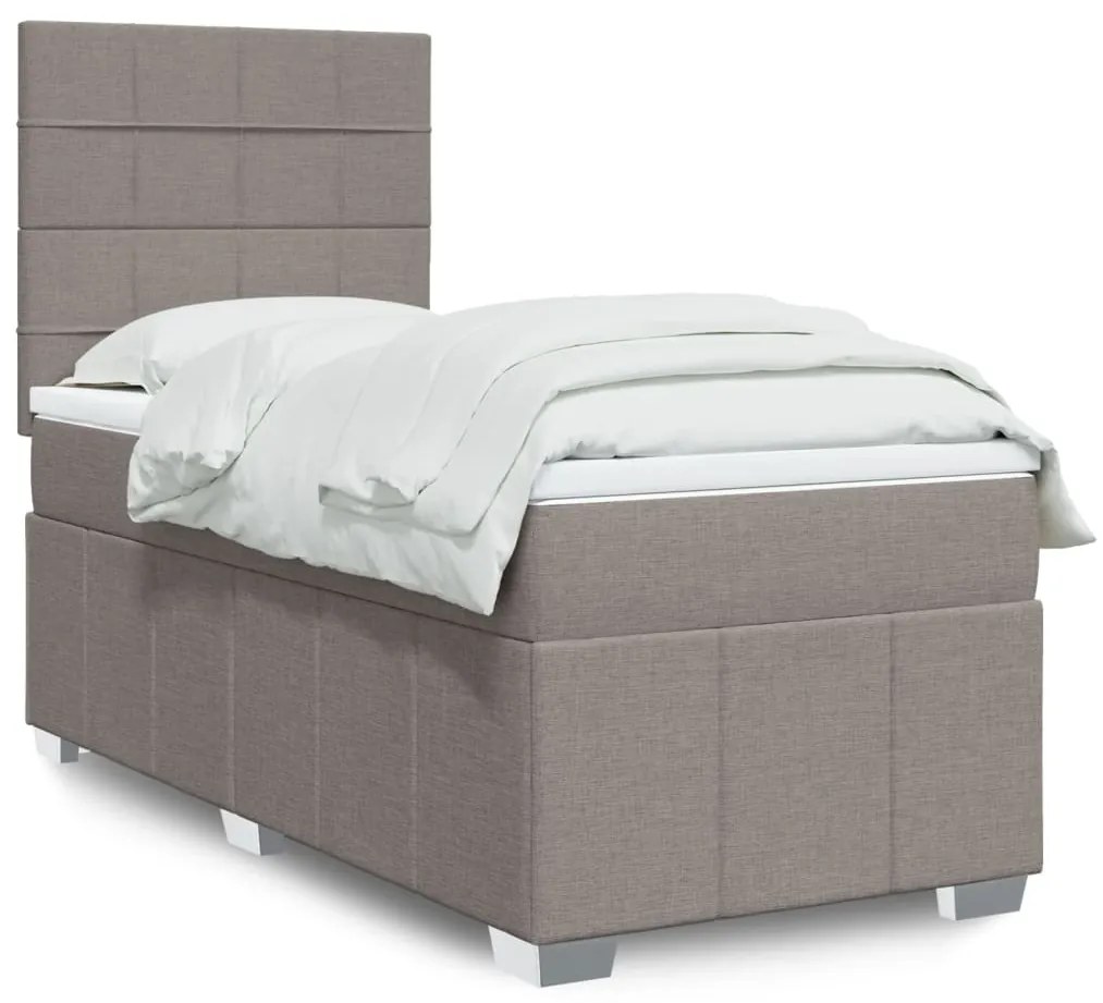 Κρεβάτι Boxspring με Στρώμα Taupe 90x190 εκ.Υφασμάτινο