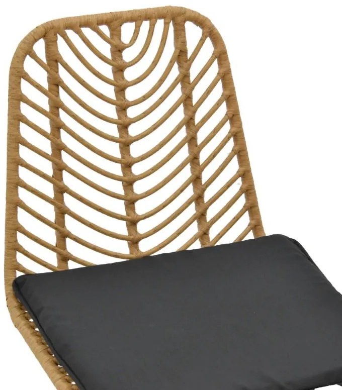 Καρέκλα Naoki με μαξιλάρι pe φυσικό-μέταλλο μαύρο πόδι 44x58x82εκ 44x58x82 εκ.