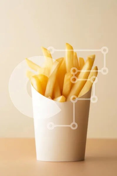 Σετ των 2 Intra Συλλεκτικό Ξύλινο Παζλ Plywood  4mm - Τραγανές τηγανιτές πατάτες σε λευκό δοχείο Σε Ξύλινο Κουτί - Διαστάσεις: 10x10 cm – 25 κομμάτια