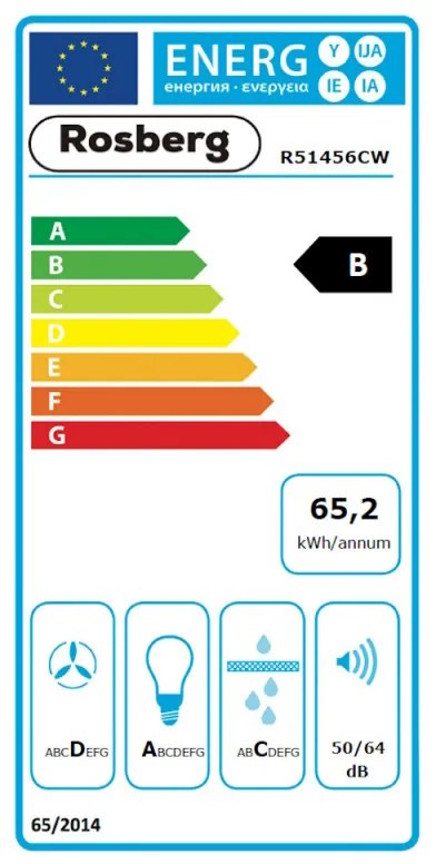 Απορροφητήρας Rosberg R51456CS, 140W, 1 μοτέρ, Διακοσμητικός, 60 cm, 650 m3/h, Φίλτρα αλουμινίου, Ασημί