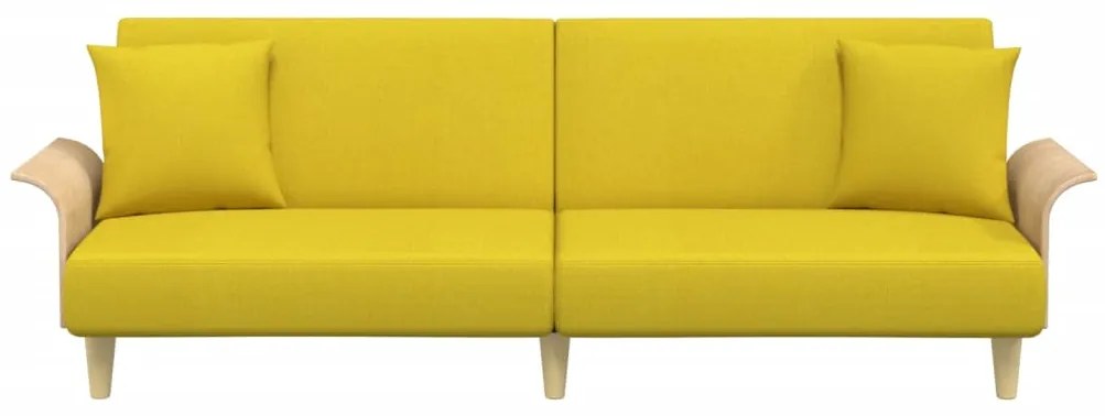 vidaXL Καναπές Κρεβάτι με Μπράτσα Ανοιχτό Κίτρινο Υφασμάτινος