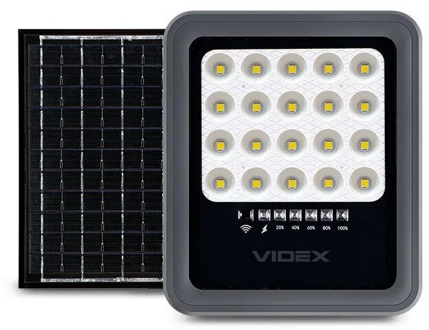 Videx 543205 Στεγανός Ηλιακός Προβολέας LED 20W Ψυχρό Λευκό 5000K IP65