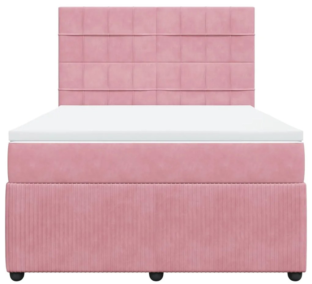 Κρεβάτι Boxspring με Στρώμα Ροζ 160x200 εκ. Βελούδινο 3292387