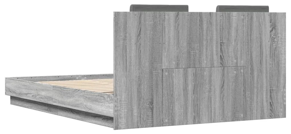 vidaXL Πλαίσιο Κρεβατιού με Κεφαλάρι Γκρι Sonoma 150x200εκ. Επεξ. Ξύλο