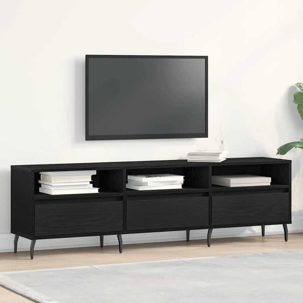 vidaXL Ντουλάπι TV Μαύρη δρυς 150 x 30 x 44.5 εκ. Επεξεργασμένο ξύλο