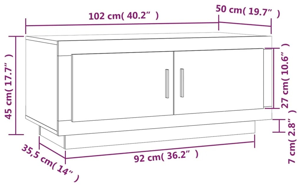 Τραπεζάκι Σαλονιού Καπνιστή Δρυς 102x50x45εκ. από Επεξεργ. Ξύλο - Καφέ