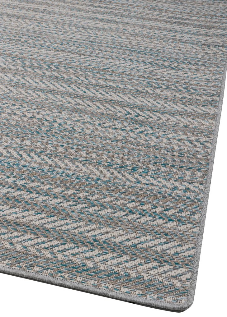 Ψάθινο χαλί Breeze 187/13 Γκρι Μπέζ Πετρόλ Ρίγες - Colore Colori 1,30x1,90