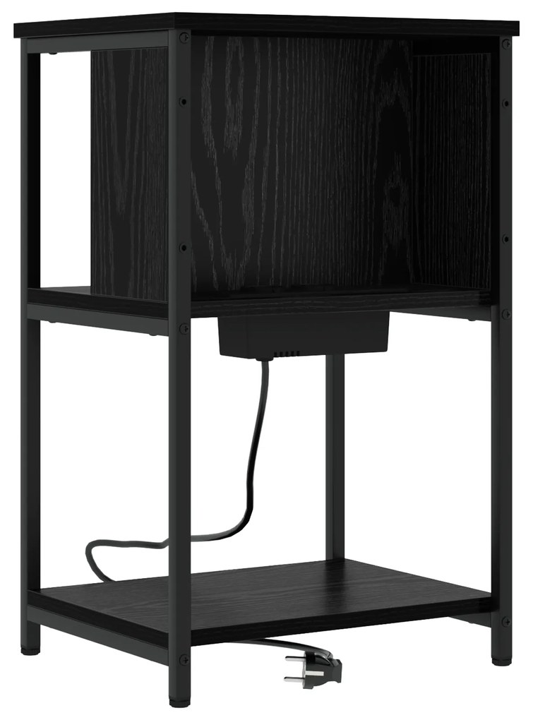 vidaXL Κομοδίνο 2 pcs Μαύρη δρυς 38 x 31 x 61 εκ Επεξεργασμένο ξύλο