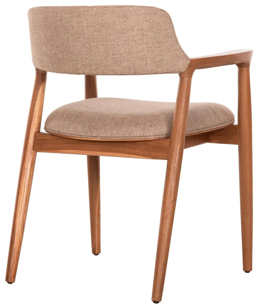 Καρέκλα Πολυθρόνα JAMES Teak Wood με Ύφασμα Σαμπανί 57x52x76Υεκ. 57x52x76 εκ.
