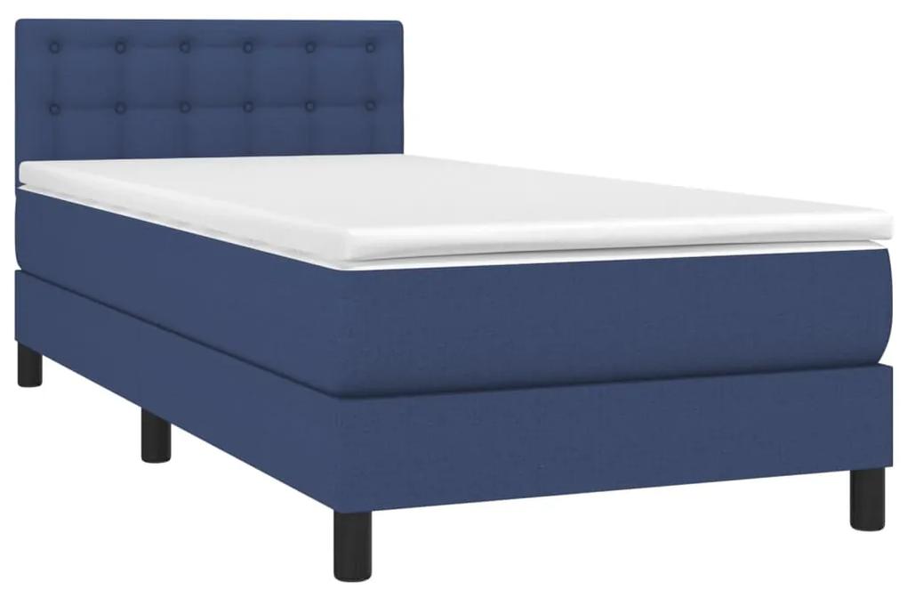 vidaXL Κρεβάτι Boxspring με Στρώμα Μπλε 90x190 εκ.Υφασμάτινο