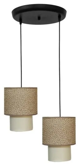 Κρεμαστό Φωτιστικό Οροφής 2xE27 Ύφασμα Φ34cm HK-10 Heronia Lighting-14-0271-Καφέ 14-0271