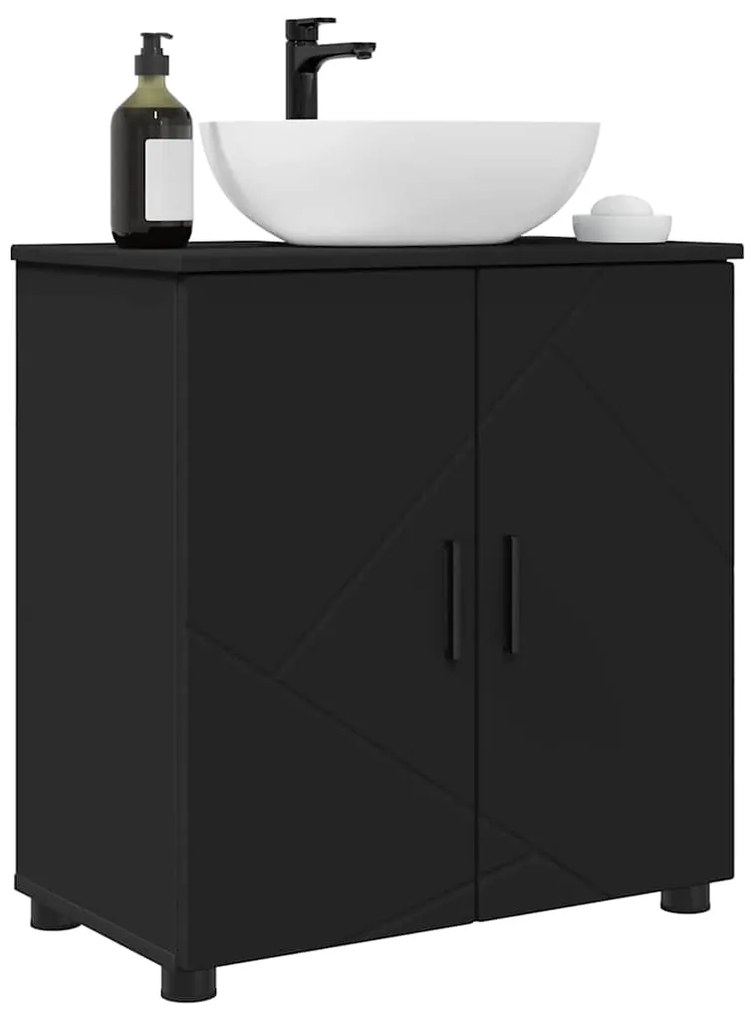 vidaXL Ντουλάπι Μπάνιου Μαύρο 61 x 35 x 64 εκ. Επεξεργασμένο ξύλο