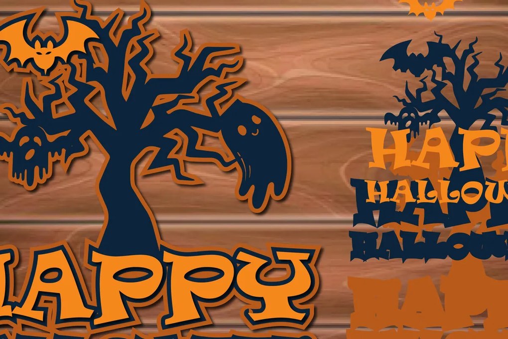 Σετ των 2 Intra απο ξύλο plywood 3mm-4mm πάχος Τρισδιάστατες αποκριάτικες διακοσμήσεις πολλαπλών επιπέδων Δίασταση 15x15 cm INTRAFABR-15950299