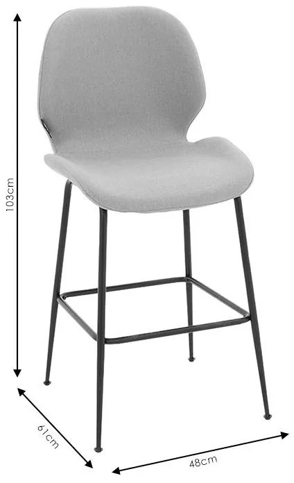 Σκαμπό bar Impel μεταλλικό μαύρο-ύφασμα μπεζ 2αδα 48x61x103 εκ.