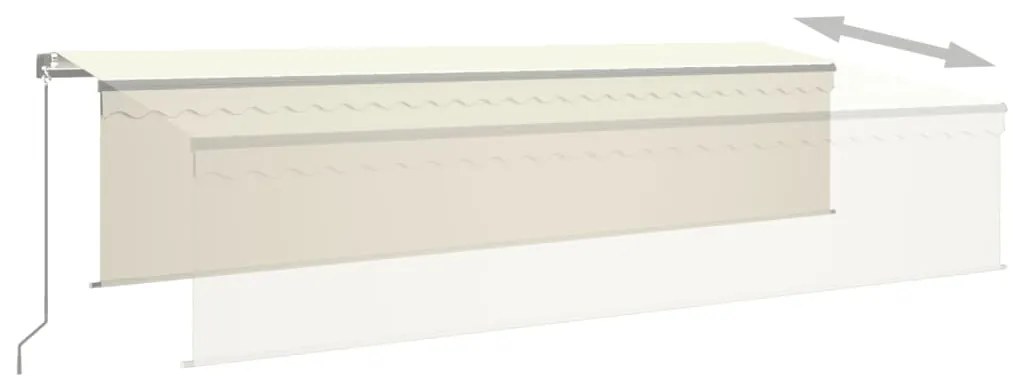 vidaXL Τέντα Συρόμενη Χειροκίνητη με Σκίαστρο & LED Κρεμ 6 x 3 μ.
