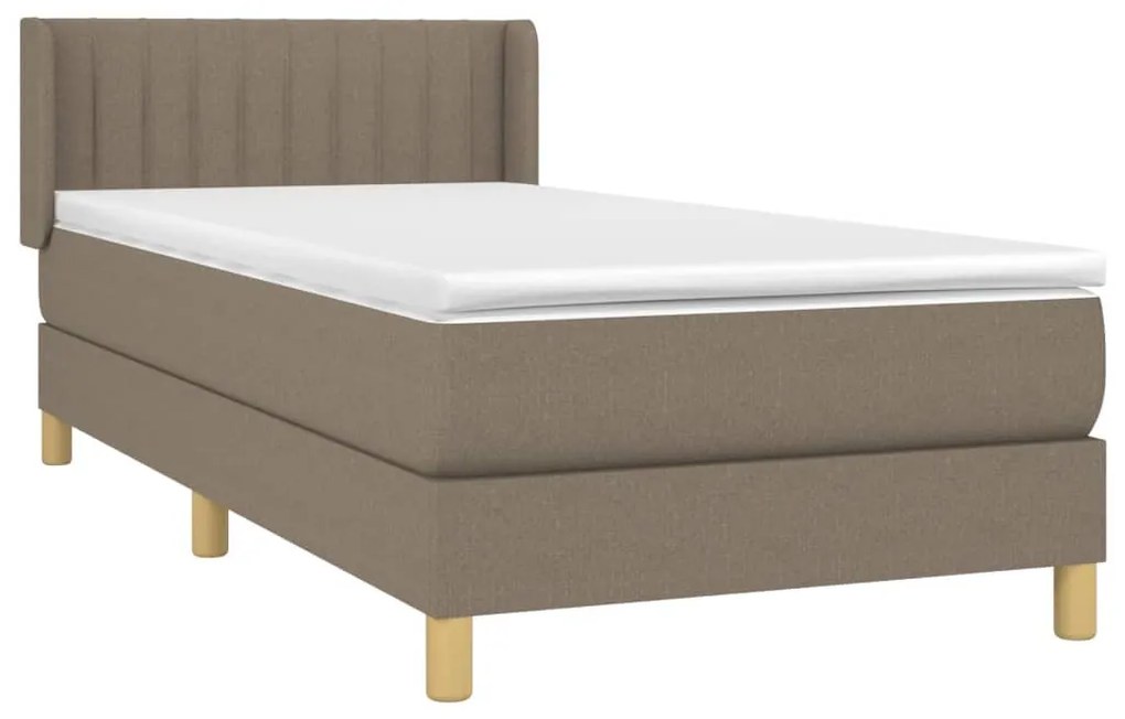 vidaXL Κρεβάτι Boxspring με Στρώμα Taupe 90x190 εκ.Υφασμάτινο