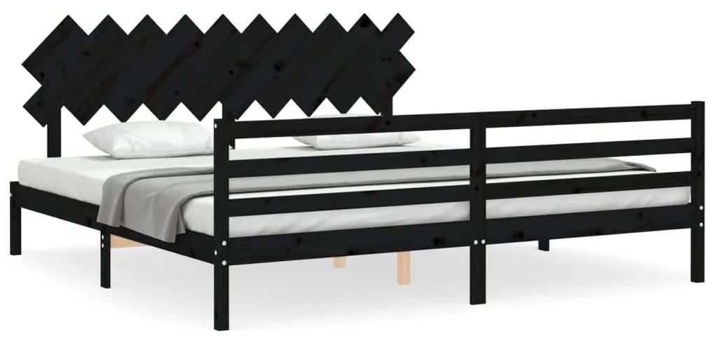 vidaXL Πλαίσιο Κρεβατιού με Κεφαλάρι Μαύρο 200x200 εκ. Μασίφ Ξύλο
