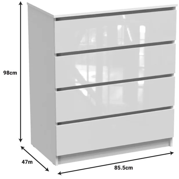 Συρταριέρα Dicama pakoworld mdf σε λευκη glossy απόχρωση 85.5x47x98εκ (1 τεμάχια)