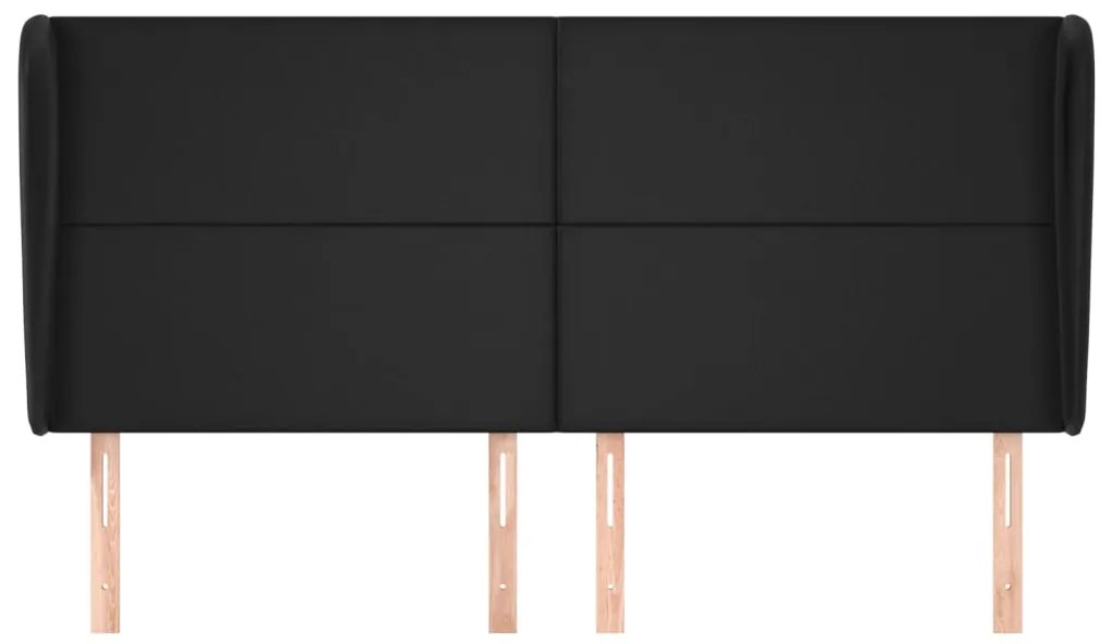 Κεφαλάρι με Πτερύγια Μαύρο 203x23x118/128 εκ. Συνθ. Δέρμα 3117784