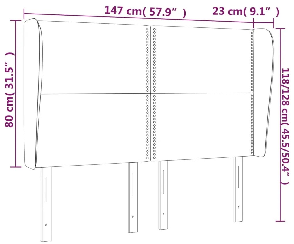 Κεφαλάρι με Πτερύγια Σκούρο Μπλε 147x23x118/128 εκ.Βελούδινο 3117868