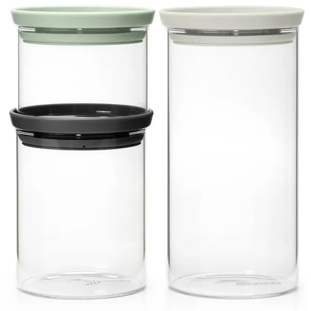 Brabantia 1005602 Σετ βαζάκια Stackable 0.3L+0.6L+1.1L, Light Grey/Dark Grey/Jade Green, 3 τμχ