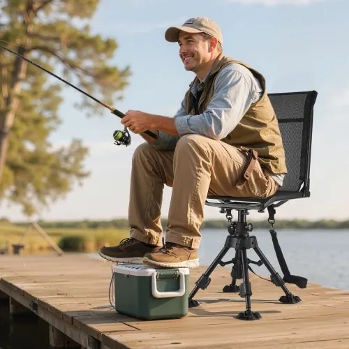 VEVOR Hunting Chair 360° Swivel Silent Folding Blind Chair with Adjustable Legs