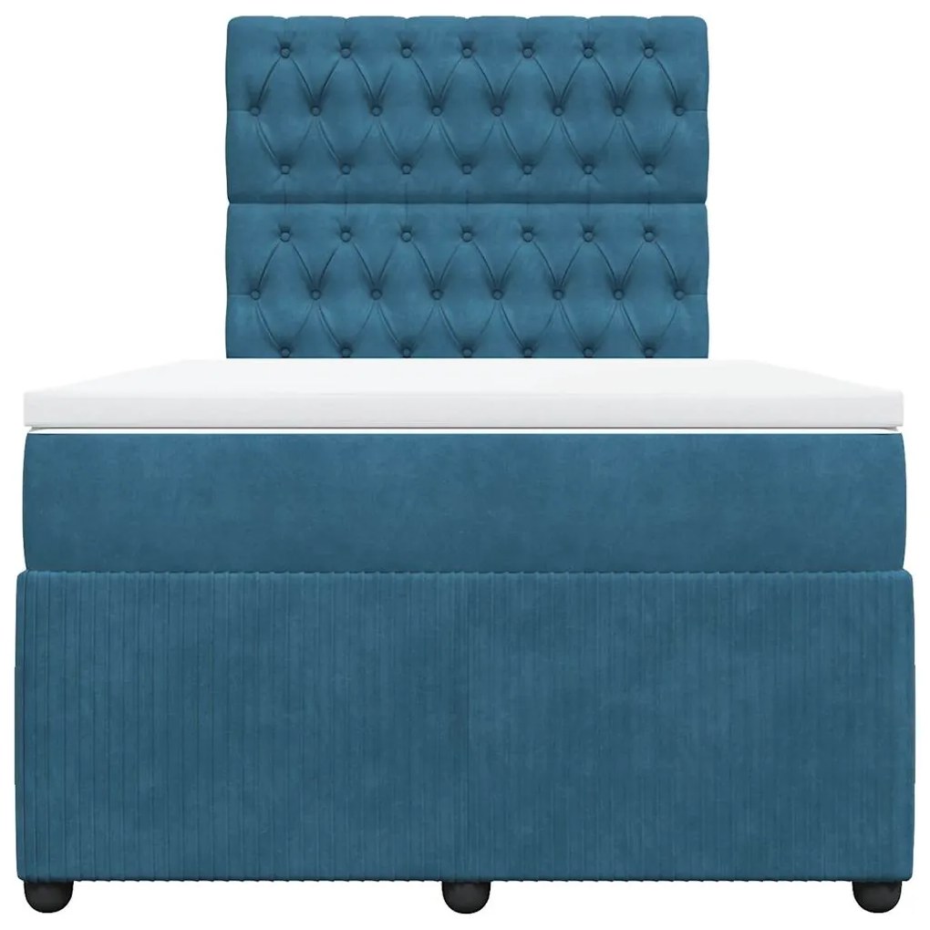 vidaXL Κρεβάτι Boxspring με Στρώμα Μπλε 120x200 εκ. Βελούδινο