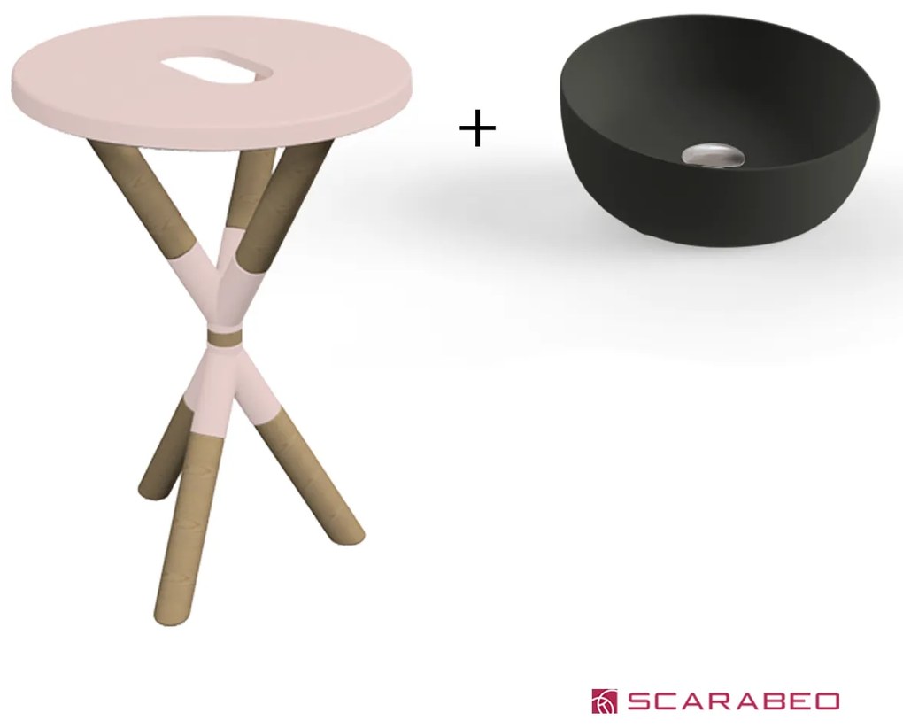 Scarabeo Cross 2501F0-9854 Antique Pink Πάγκος Με Νιπτήρα Glam Ardesia Ø39εκ.