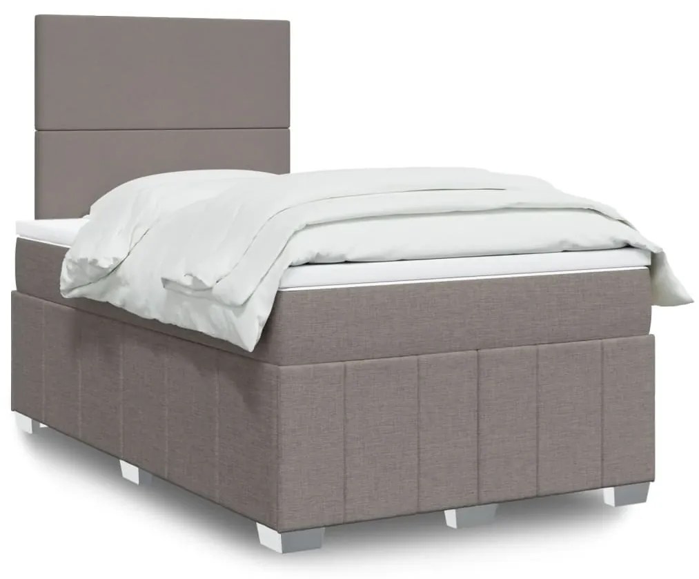 Κρεβάτι Boxspring με Στρώμα Taupe 120x200 εκ. Υφασμάτινο - Μπεζ-Γκρι