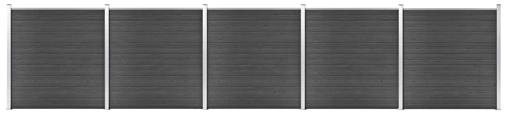 Σετ Πάνελ Περίφραξης Μαύρο 872 x 186 εκ. από WPC