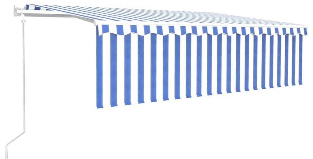 vidaXL Τέντα Συρόμενη Αυτόματη με Σκίαστρο Μπλε / Λευκό 5 x 3 μ.