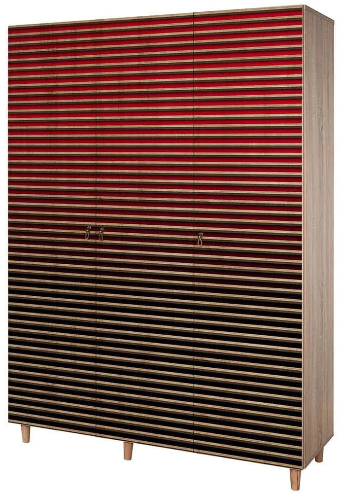 Ντουλάπα Τρίφυλλη Mode 863SPH4213 135x52x192cm Multi-Red Τρίφυλλη
