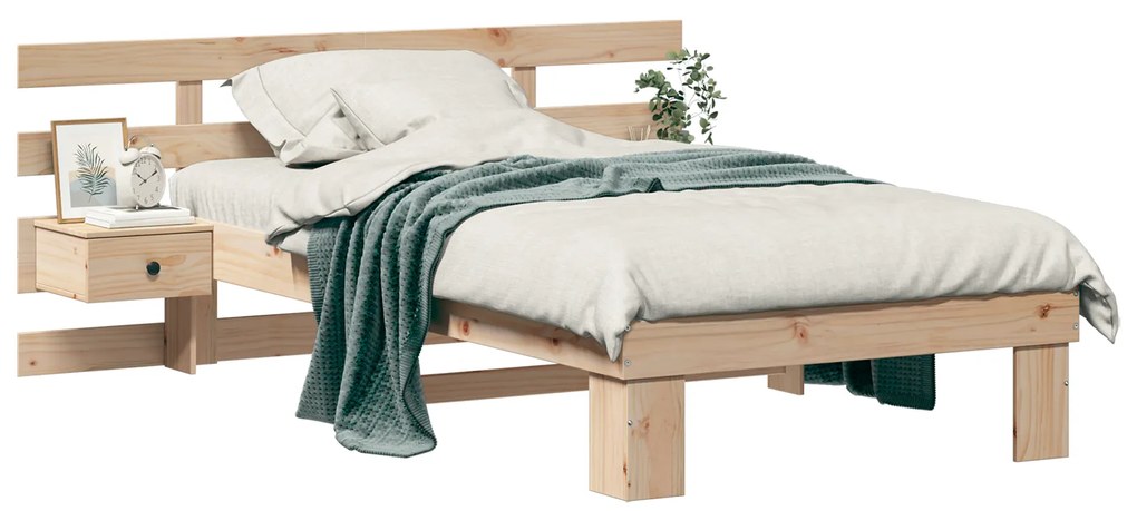 vidaXL Σκελετός Κρεβατιού Καφέ 75 x 190 cm Μασίφ ξύλο πεύκου