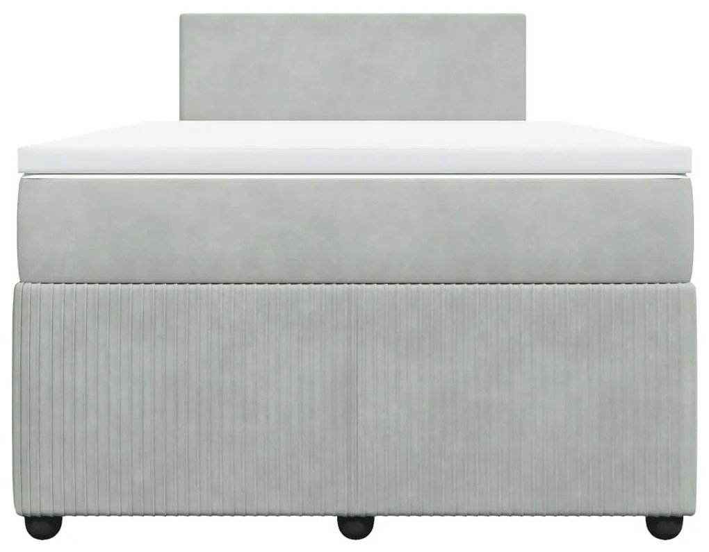 vidaXL Κρεβάτι Boxspring με Στρώμα Ανοιχτό Γκρι 120x200 εκ. Βελούδινο