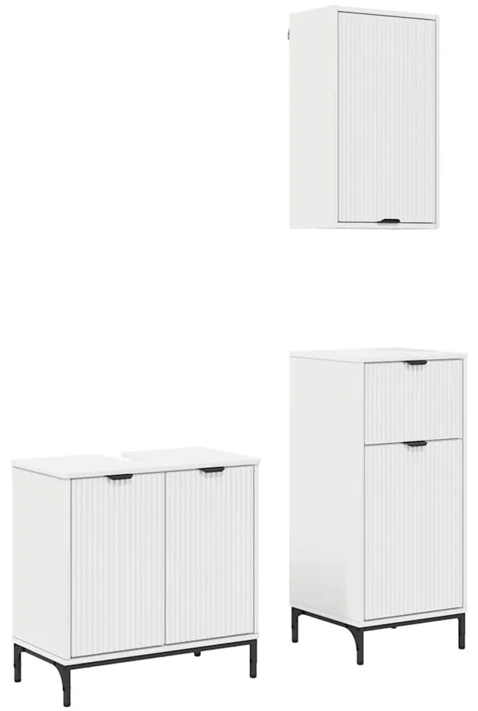 vidaXL Σετ Επίπλων Μπάνιου με συρτάρι 3 pcs Λευκό 39.5 x 36 x 88 εκ